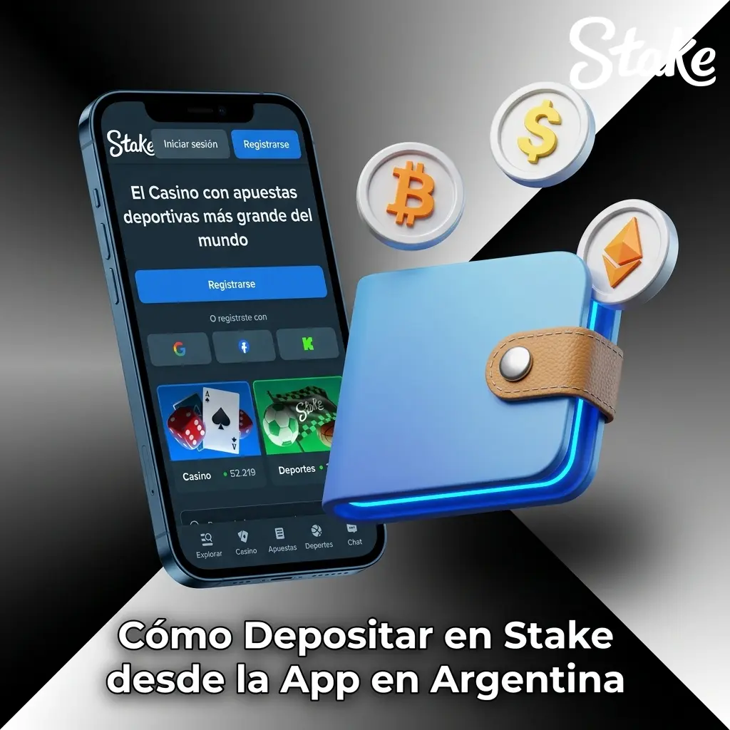 Guía para depositar en Stake desde la app móvil en Argentina con tarjeta o cripto