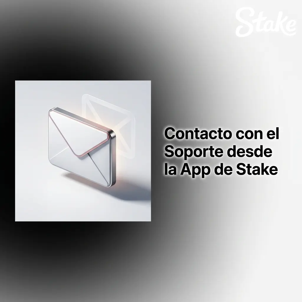 Usuario contactando al soporte de Stake desde la app con opciones de chat en vivo, email y centro de ayuda