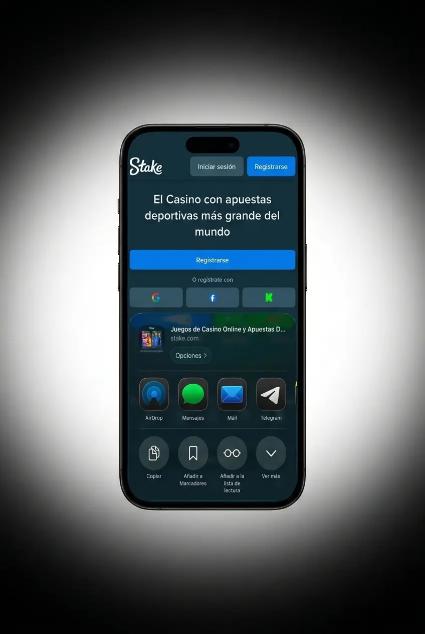 Captura de pantalla de la app de Stake en iOS instalada como PWA en iPhone mediante Safari