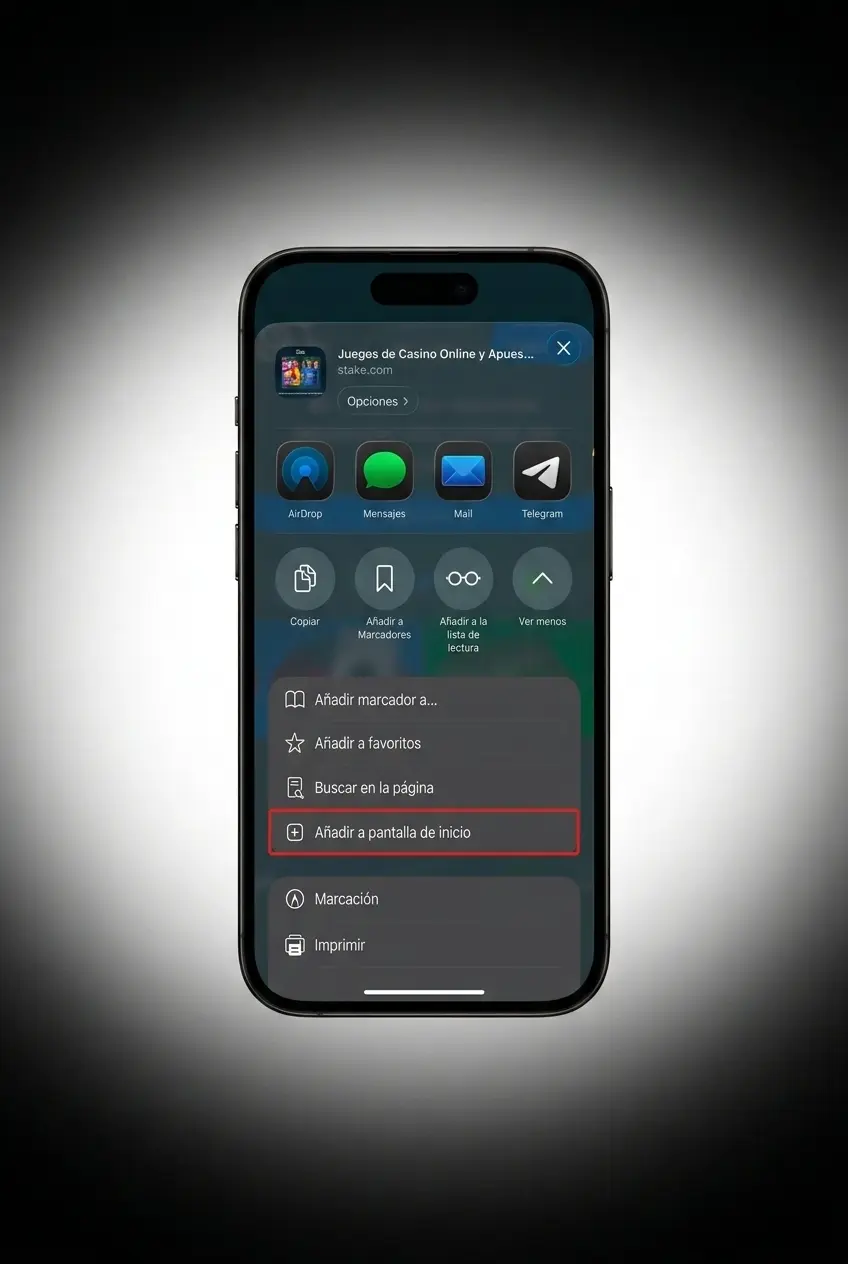 Instalación de la app de Stake en iOS mediante Safari en iPhone e iPad como PWA