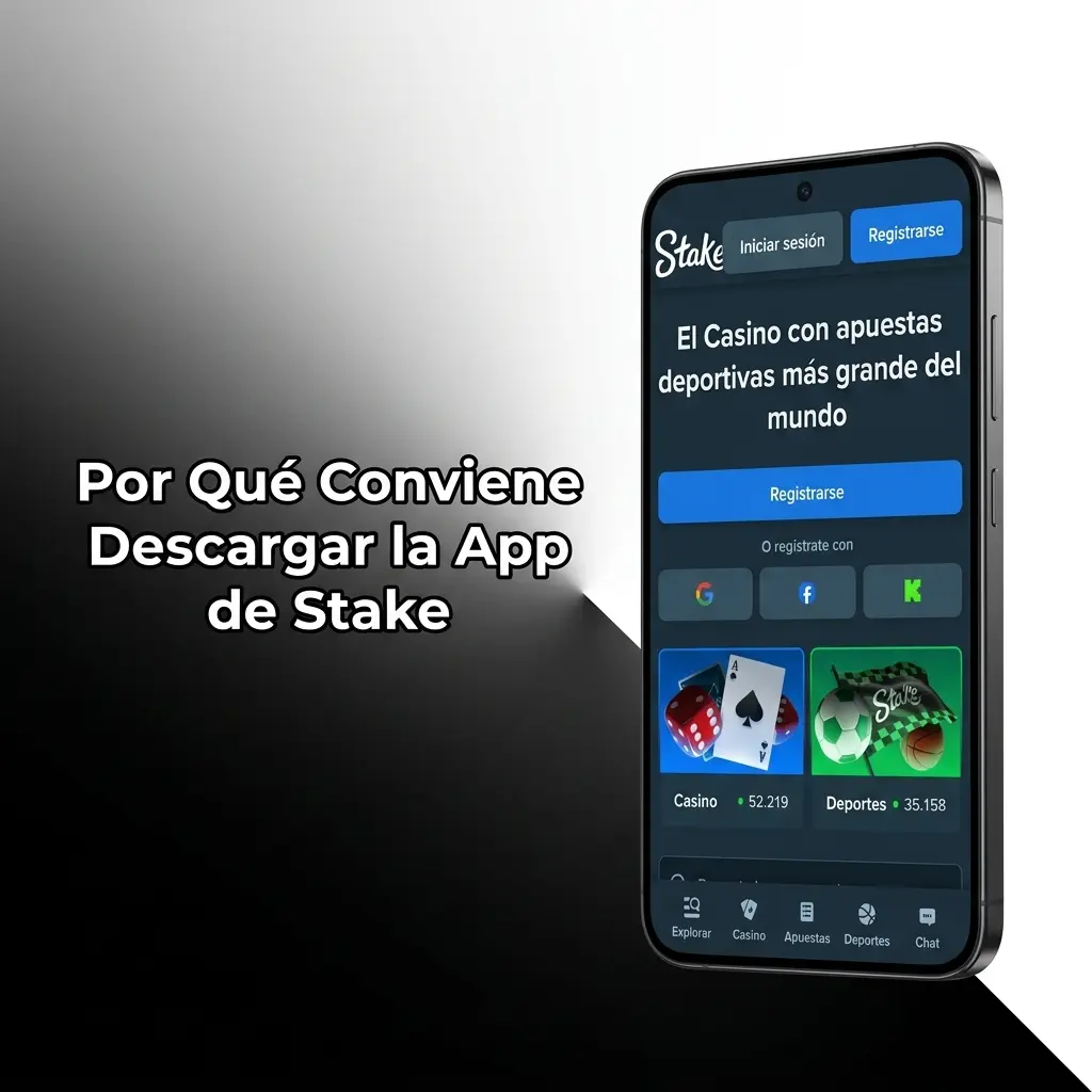 App de Stake en móvil con acceso a deportes, casino y criptomonedas en menos de 15 segundos